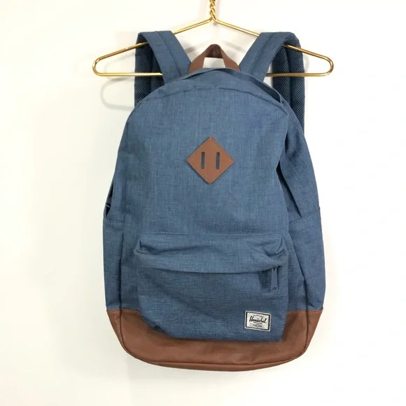 herschel backpack dark chambray crosshatch Herschel Heritage Backpack Chambray Synthetic Leather